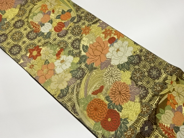 花丸文に蜀江文模様織出し袋帯